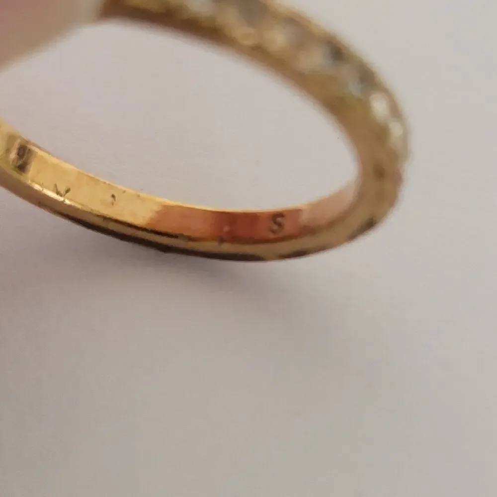 Authentic Christian Dior Ring Size‎ S US 5.5 GP Rhinestones Rose Gold Minimalist